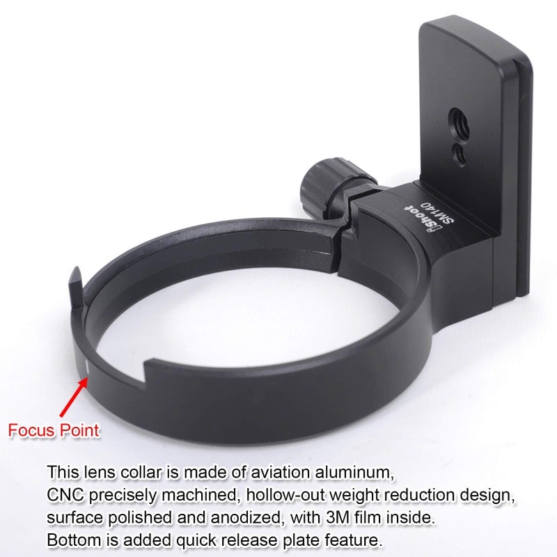 iShoot Tripod Mount Ring, Lens Collar Support Compatible with Sigma 100-400mm f/5-6.3 DG OS HSM Contemporary Lens (EF/F Mount), Bottom is ARCA Quick Release Plate for ARCA-Swiss Fit Tripod Ball Head - Image 3